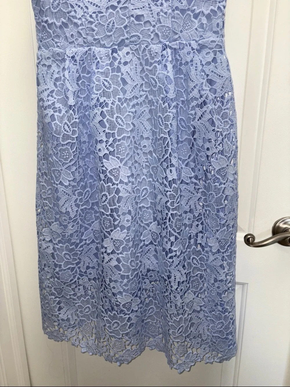 ASTR The Label Blue Floral Guipure Lace Midi Dress Romantic Coquette Large